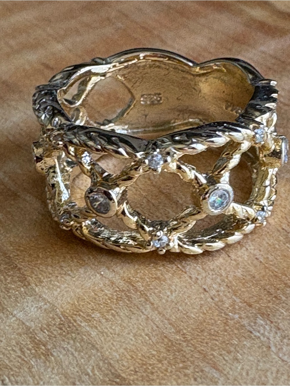 CZ and Gold over 925 Sterling Silver Women's Ring Size 7